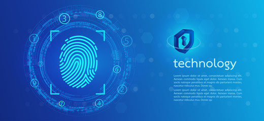 Security background with lock. Finger-print scanning.Abstract digital conceptual technology. computer technology website internet web.infographics.