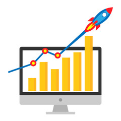 growth chart with rocket