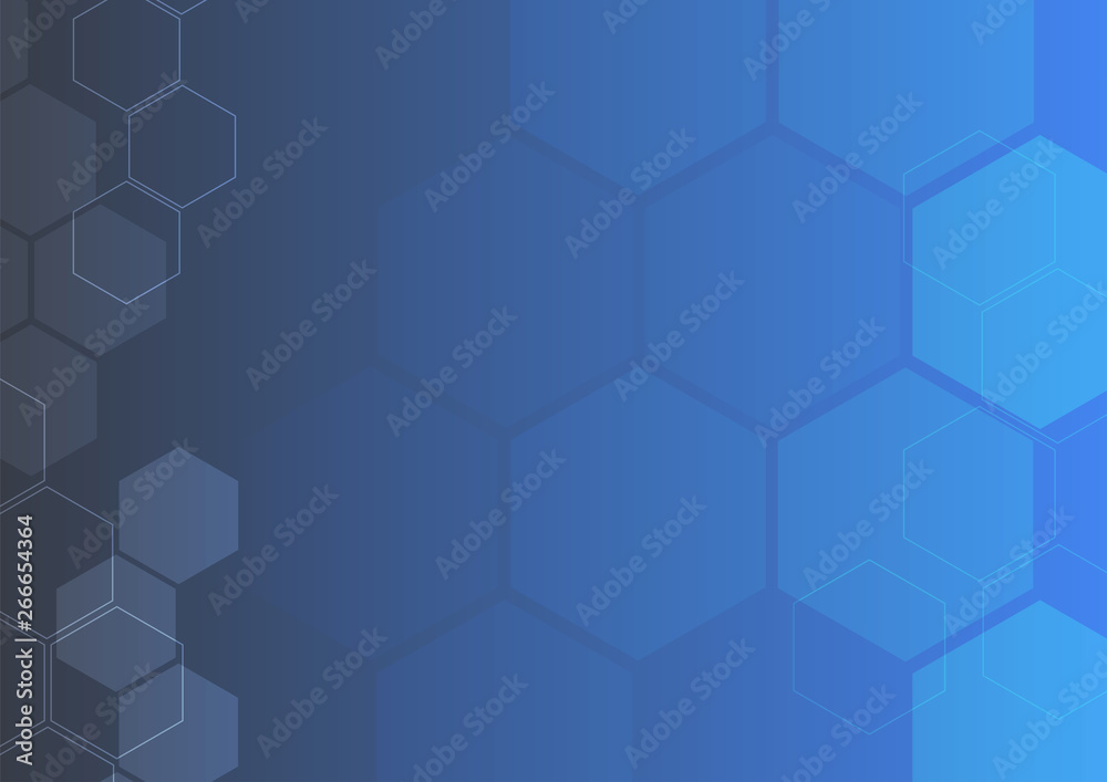 Abstract hexagon shape technology blue color background vector ...