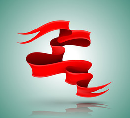 Wall Mural - red ribbon banner