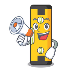 Sticker - With megaphone spirit level isolated in the cartoon