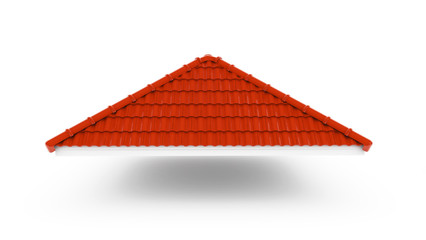 Wall Mural - 3d roof on the white background. 3d rendering,red roof tile isolated on the white background,Tile with structure on the white background.gable roof