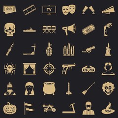 Poster - Movie icons set. Simple style of 36 movie vector icons for web for any design