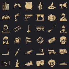 Poster - Film icons set. Simple style of 36 film vector icons for web for any design