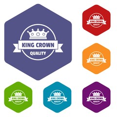 Wall Mural - Crown award icons vector colorful hexahedron set collection isolated on white 