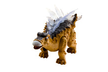 A Stegosaurus Toy Isolated On A White Background.