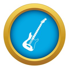 Poster - Acoustic guitar icon blue vector isolated on white background for any design