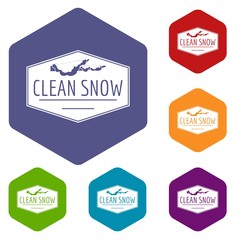 Poster - Clean snow icons vector colorful hexahedron set collection isolated on white 