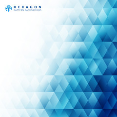 Poster - Abstract blue geometric hexagon pattern white background and texture with copy space. Creative design templates.