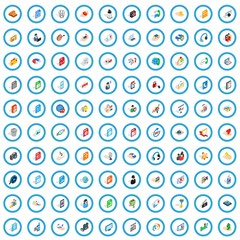 Poster - 100 website icons set in isometric 3d style for any design vector illustration