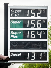 Gasoline Price Sign In Germany