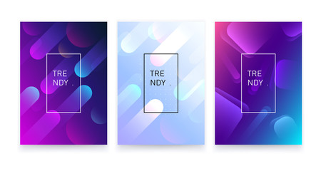 Wall Mural - Trendy posters set design, fluid geometric abstract shapes