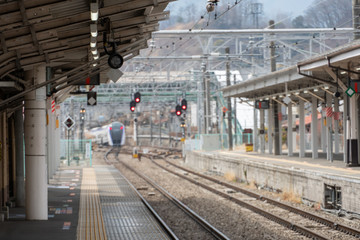 Poster - The high speed train coming to railway station