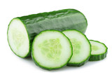 Fototapeta Koty - ripe cucumber isolated on white background