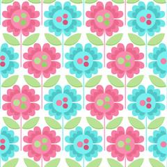 Wall Mural - Lovely seamless vector pattern with flowers in scandinavian style.