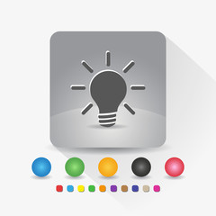 Wall Mural - Light bulb icon. Sign symbol app in gray square shape round corner with long shadow vector illustration and color template.