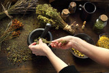 Fototapeta Lawenda - Alternative medicine, natural herbal methods of treatment