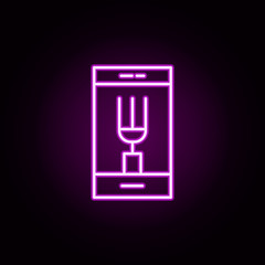 Poster - mobile, food neon icon. Elements of food and drink set. Simple icon for websites, web design, mobile app, info graphics