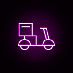 Poster - scooter, delivery neon icon. Elements of food and drink set. Simple icon for websites, web design, mobile app, info graphics