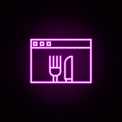 Poster - web site neon icon. Elements of food and drink set. Simple icon for websites, web design, mobile app, info graphics