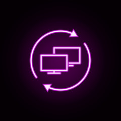 Poster - monitor, tv neon icon. Elements of television set. Simple icon for websites, web design, mobile app, info graphics