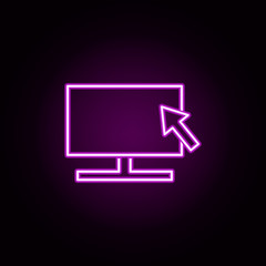 Poster - tv, cursor neon icon. Elements of television set. Simple icon for websites, web design, mobile app, info graphics