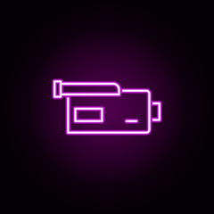 Poster - video camera neon icon. elements of television set. simple icon for websites, web design, mobile app