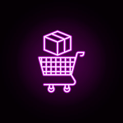 Poster - shopping neon icon. Elements of business set. Simple icon for websites, web design, mobile app, info graphics
