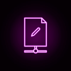 Poster - document, online, pen neon icon. Elements of online education set. Simple icon for websites, web design, mobile app, info graphics