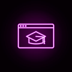 Poster - education, online, student hat neon icon. Elements of online education set. Simple icon for websites, web design, mobile app, info graphics