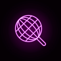 Poster - international, magnifier, search neon icon. Elements of online education set. Simple icon for websites, web design, mobile app, info graphics