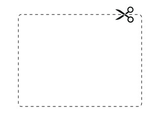 Poster - Coupon border sign. Scissors icon and cut lines.