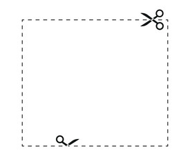 Poster - Coupon border sign, scissors, cut lines. Vector illustration.