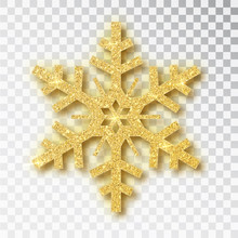 Snowflake Made Of Golden Glitter Isolated On White Background. Vector Christmas Or New Year Design Element.