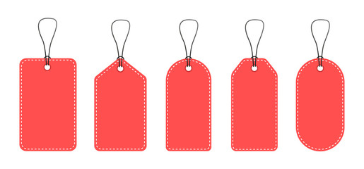 Poster - A set of empty price tags. Red price tags.