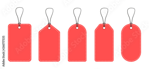 Cuadros en Lienzo A set of empty price tags. Red price tags.