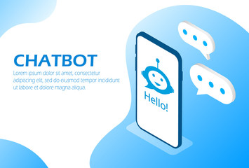 Aufkleber - Chatbot. Online assistant in the phone. Isometric.