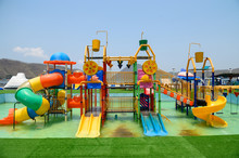 Structure Of Colorful Amusement Waterpark With Pool