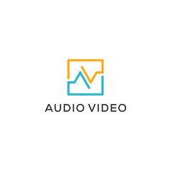 AV monogram audio visual symbol logo design