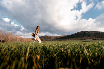 Portrait of beautiful woman in the countryside