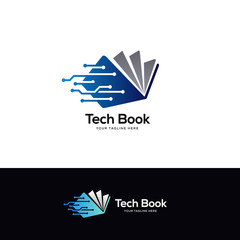tech book logo designs template, online education and learning designs concept, simple line art tech