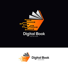 Wall Mural - tech book logo designs template, online education and learning designs concept, simple line art technology logo designs