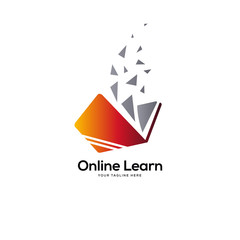 Aufkleber - tech book logo designs, pixel book logo template, online learning logo designs