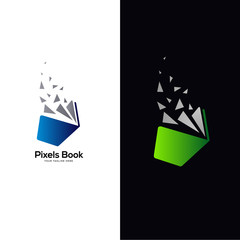 Aufkleber - pixel book logo designs, tech book logo template, online education and learning designs concept