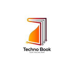 Wall Mural - tech book logo designs template, online education and learning designs concept, simple line art technology logo designs