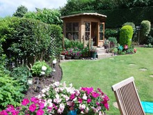 Garden In Summer With Summer House July 2016 Huddersfield Yorkshire England 