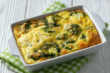 Broccoli Casserole With Eggs And Cheese, Vegetarian Food.