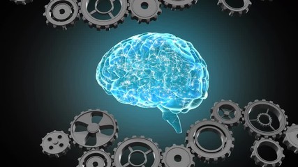 Poster - gears and glowing human brain