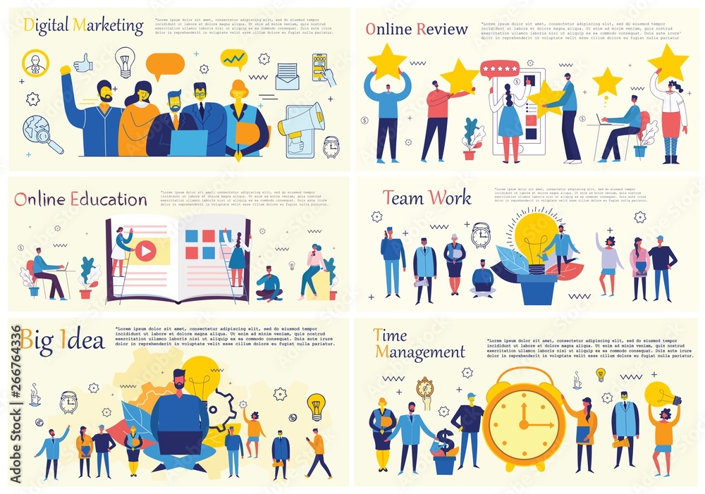 Vector illustrations of the office concept business people in the flat ...