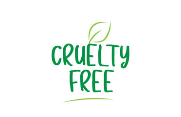 Wall Mural - cruelty free green word text with leaf icon logo design